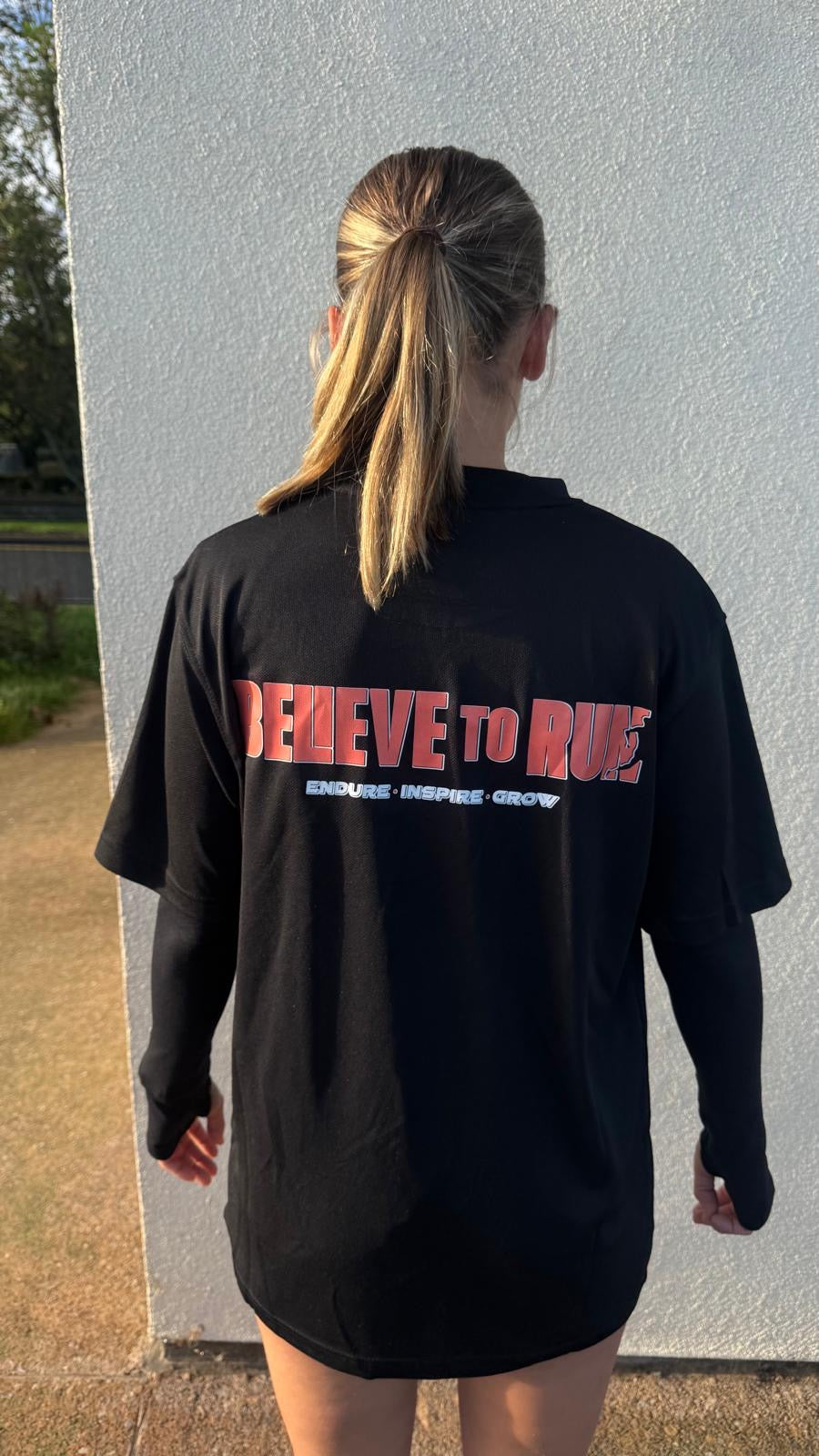 Women's Black running t-shirt