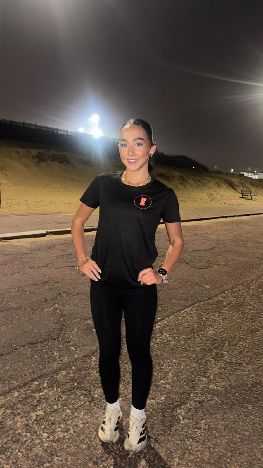 Women's Black running t-shirt